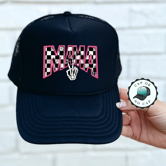 Mama Peace Skull  Foam Trucker Hat